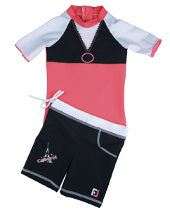 Girl UV Sun Protection Surf Combo Swim Set UPF 50+, FEDJOA Top T shirt Shorts CABARET