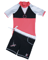 Girl UV Sun Protection Surf Combo Swim Set UPF 50+, FEDJOA Top T shirt Shorts CABARET